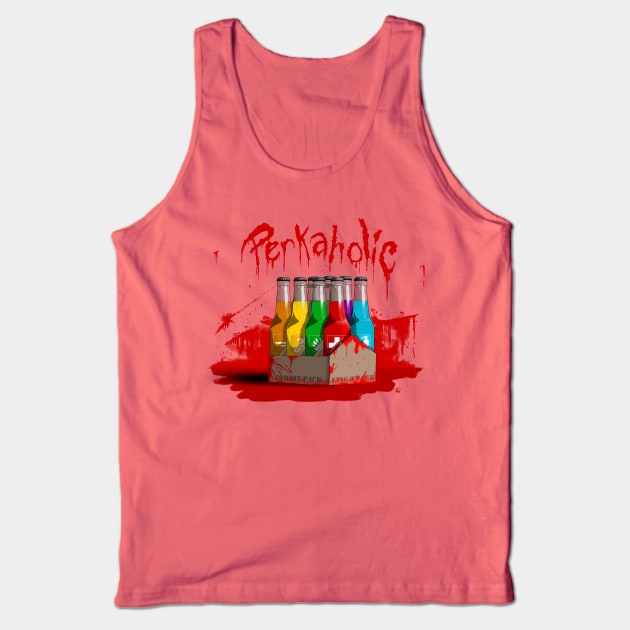 Zombie 8-Pack Bloodied Perkaholic on Lime Green Tank Top by LANStudios